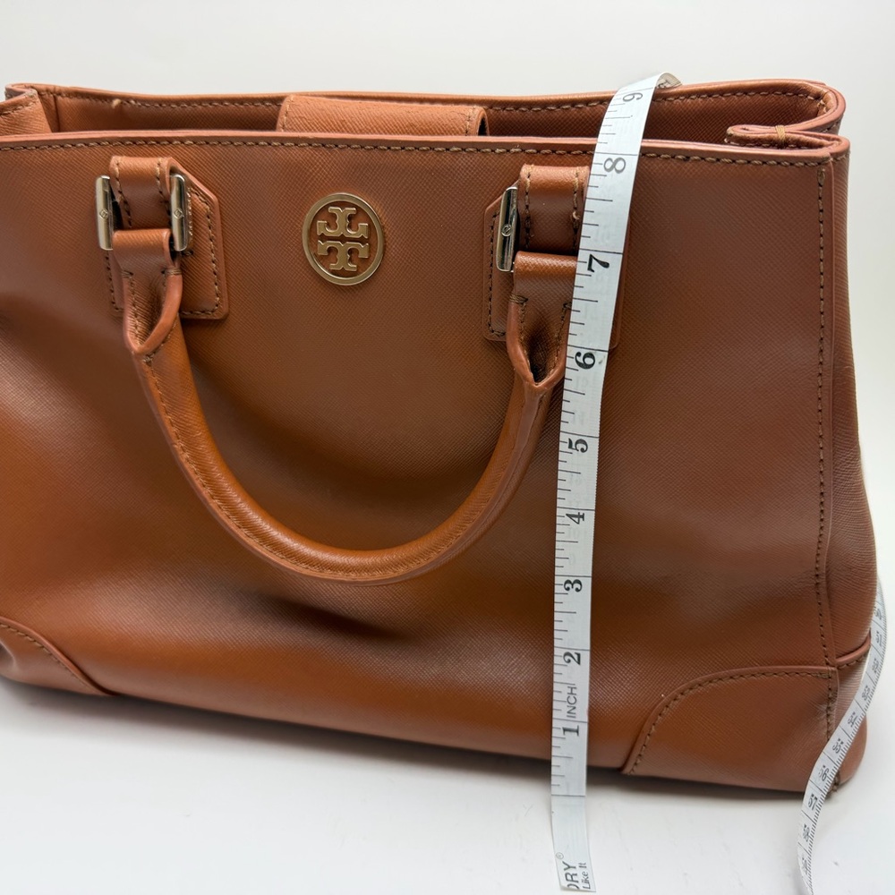 Tory Burch Tan Leather Satchel with Logo Medallion - Picture 4 of 11